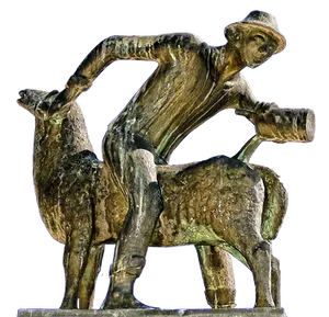 Shepherd Shearing Sheep Statue PNG image