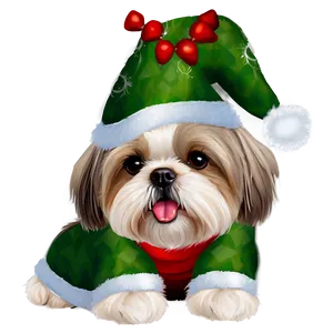 Shih Tzu Christmas Elf PNG 06242024