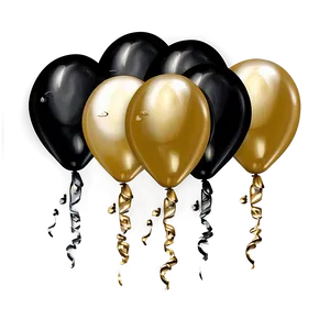 Shimmering Black And Gold Balloons PNG 06132024 PNG
