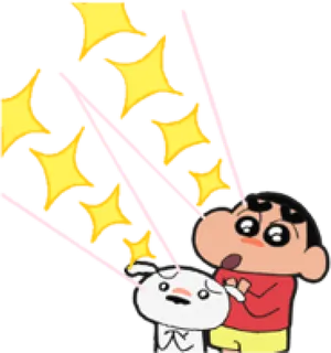Shin Chanand Shiro Cartoon Sparkle PNG image