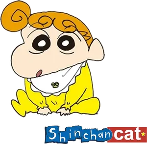 Shinchan Cartoon Character Yellow Outfit PNG image