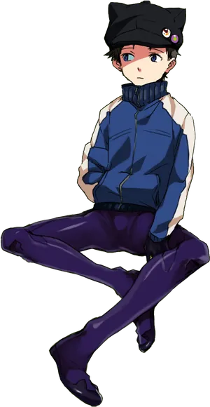 Shinji Ikari Evangelion Casual Pose PNG image