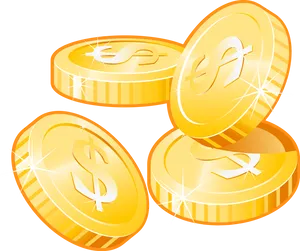 Shiny Gold Coins Illustration PNG image
