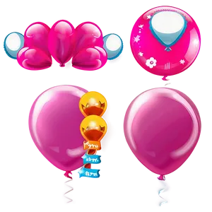 Shiny Pink Balloons Decoration PNG Ahm79