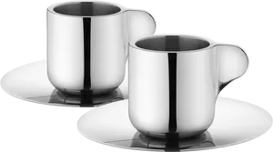 Shiny Silver Cupswith Saucers