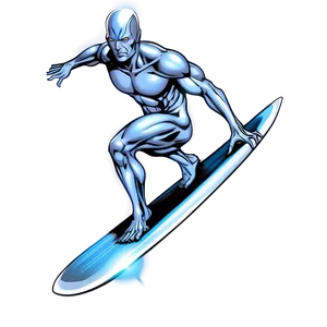 Shiny Silver Surfer Illustration Png 06202024 PNG image