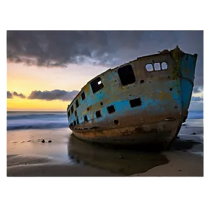 Shipwreck At Dawn Light PNG Kmf