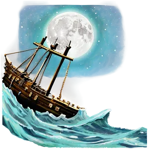 Shipwreck In The Moonlight PNG 21