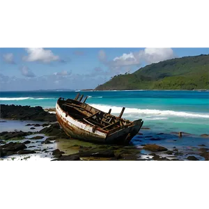 Shipwreck On Rocky Shore PNG Acs