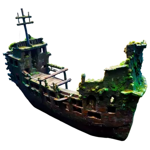 Shipwreck With Coral Growth PNG 64