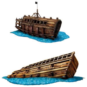 Shipwreck With Sunken Cannon PNG 06212024