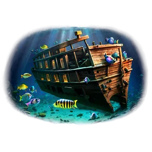 Shipwreck With Swarming Fish PNG Gxp71 PNG
