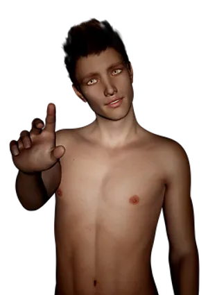 Shirtless Man Gesturingwith Hand