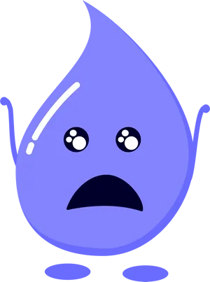Shocked Water Drop Cartoon Character PNG image