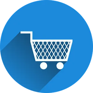 Shopping Cart Icon Blue Background PNG