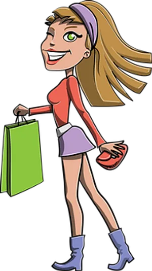 Shopping Spree Cartoon Girl