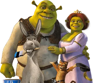 Shrek Friends Animated Characters PNG image