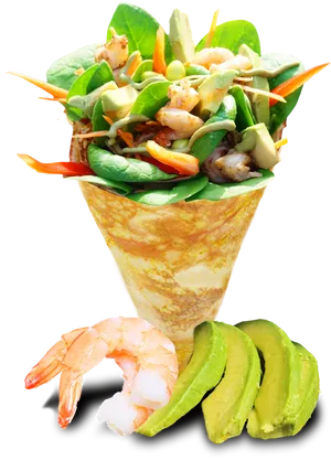 Shrimp Salad Conewith Avocado