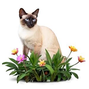 Siamese Cat In Garden PNG 06292024