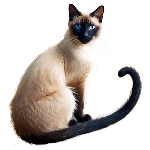 Siamese Cat With Furry Tail PNG 42