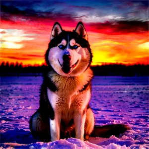 Siberian Husky At Sunset PNG 06252024