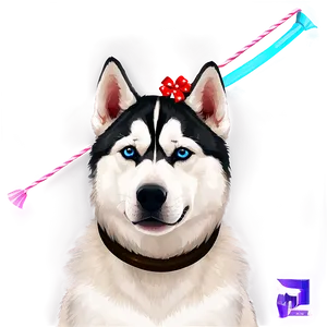 Siberian Husky With Bow PNG 06252024