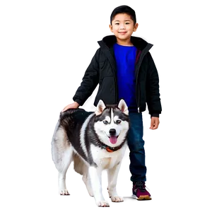 Siberian Husky With Kids PNG 15