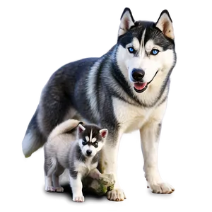 Siberian Husky With Puppies PNG Qkj PNG