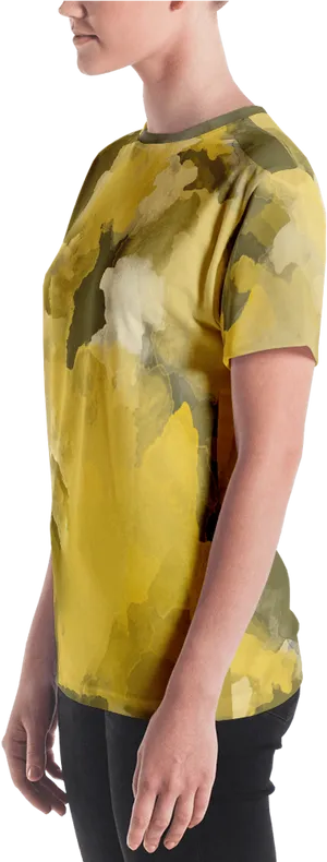 Side View Yellow Camouflage T Shirt PNG image