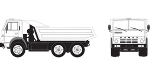 Sideand Front View Dump Truck Illustration