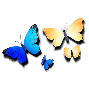 Silhouette Blue Butterflies PNG 46