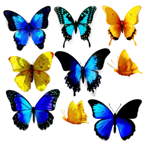Silhouette Blue Butterflies PNG Tgo92