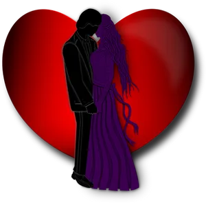 Silhouette Couple Love Heart Background