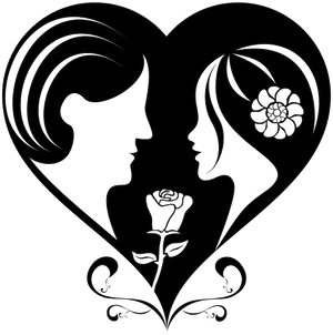 Silhouette Love Heart Design PNG image