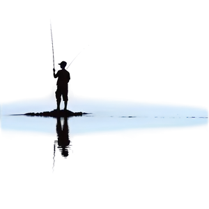 Silhouette Of A Person Fishing PNG Val PNG