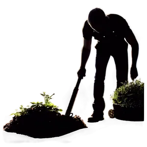 Silhouette Of A Person Gardening PNG Btu42 PNG