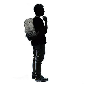 Silhouette Of A Person With Backpack PNG 4