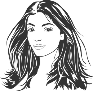 Silhouette Portrait Long Hair Woman PNG