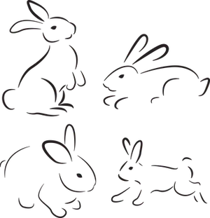 Silhouette Rabbits Black Background