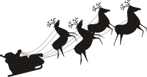 Silhouette Santa Sleigh Reindeer PNG image