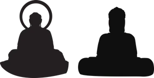 Silhouetted Buddha Figures PNG image