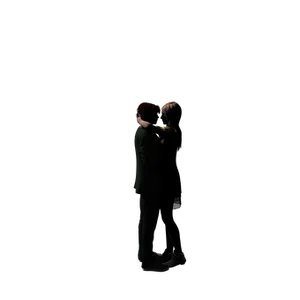 Silhouetted Couple Embrace Dark Background