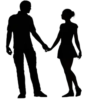 Silhouetted Couple Holding Hands PNG image
