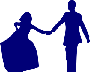 Silhouetted Couple Holding Hands