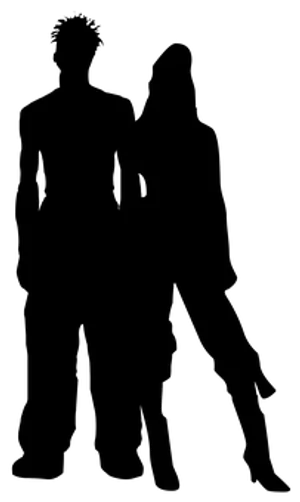 Silhouetted Couple Standing Together