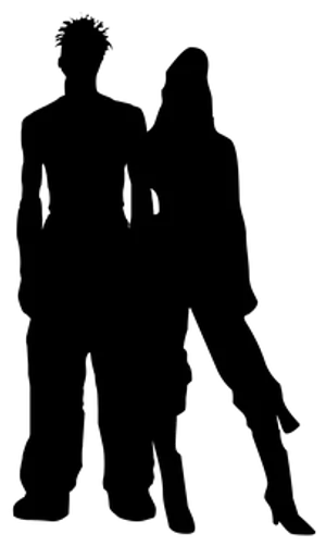 Silhouetted Couple Walking Together PNG image