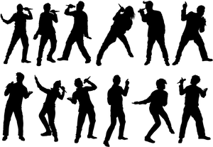 Silhouetted Crowd Dancing Figures PNG
