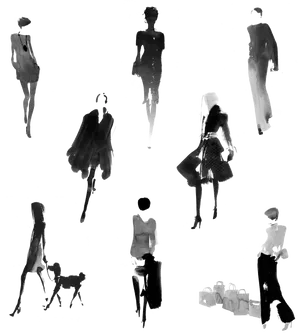 Silhouetted Fashion Figures Transparent Background PNG image