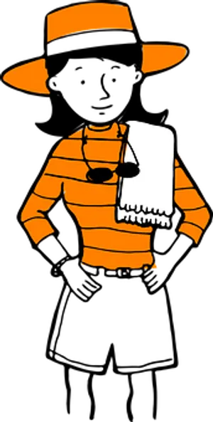 Silhouetted Figure Orange Stripes