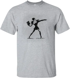 Silhouetted Figure Throwing Flowers T Shirt Design PNG image